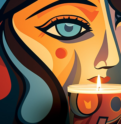 Abstract Woman Candle Art details-Melriona